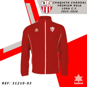 CHAQUETA CHÁNDAL PREMIUM ROJA ENTRENADORES LORA C.F. 25-26